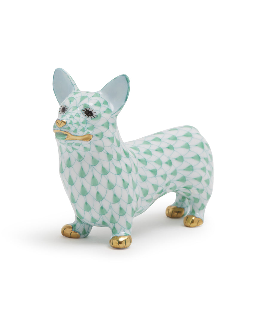 Corgi Figurine (Green) by Herend