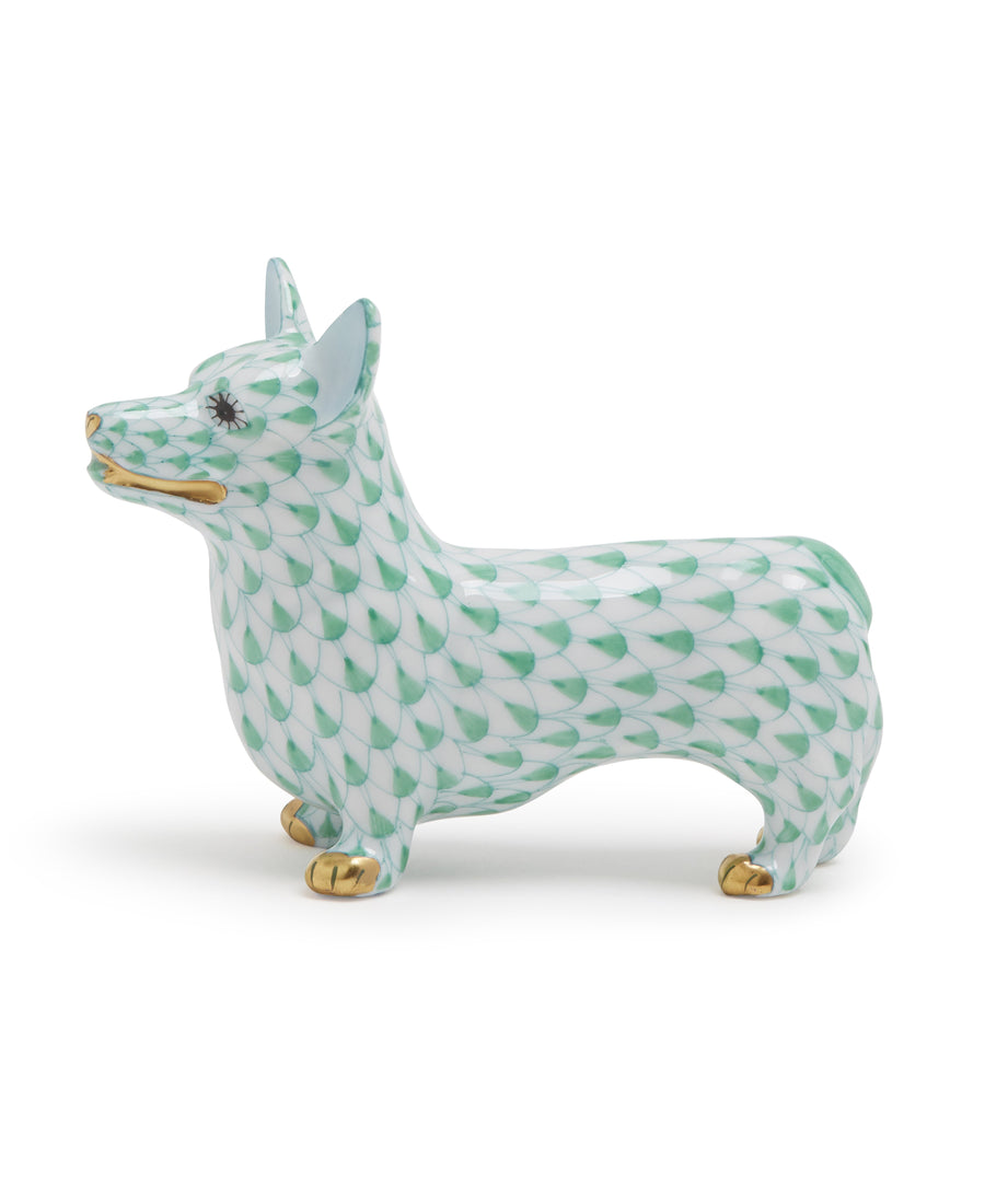 Corgi Figurine (Green) by Herend