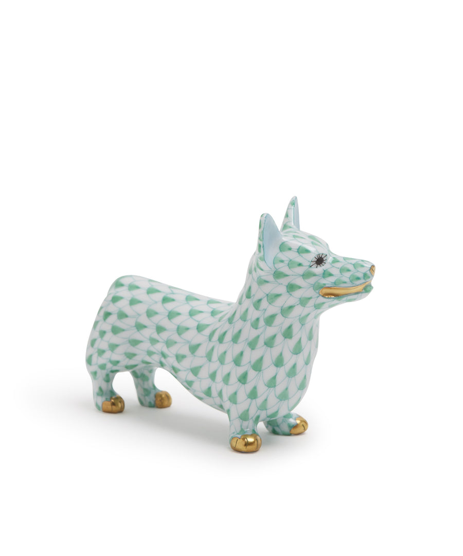 Corgi Figurine (Green) by Herend