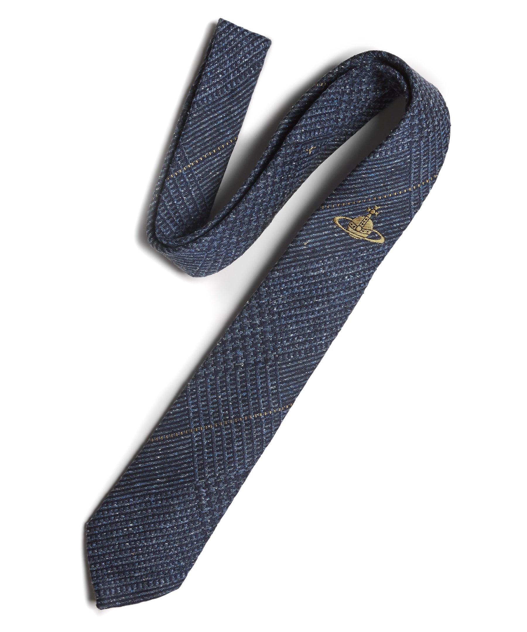 Gold On Blue Jacquard Tie by Vivienne Westwood
