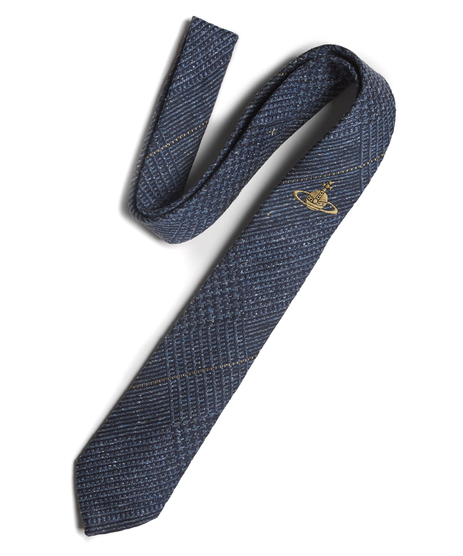 Gold On Blue Jacquard Tie by Vivienne Westwood
