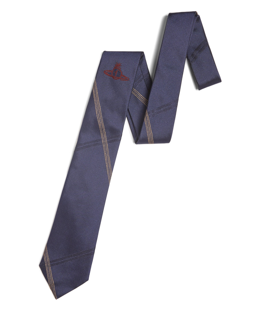Gold On Navy Jacquard Tie by Vivienne Westwood