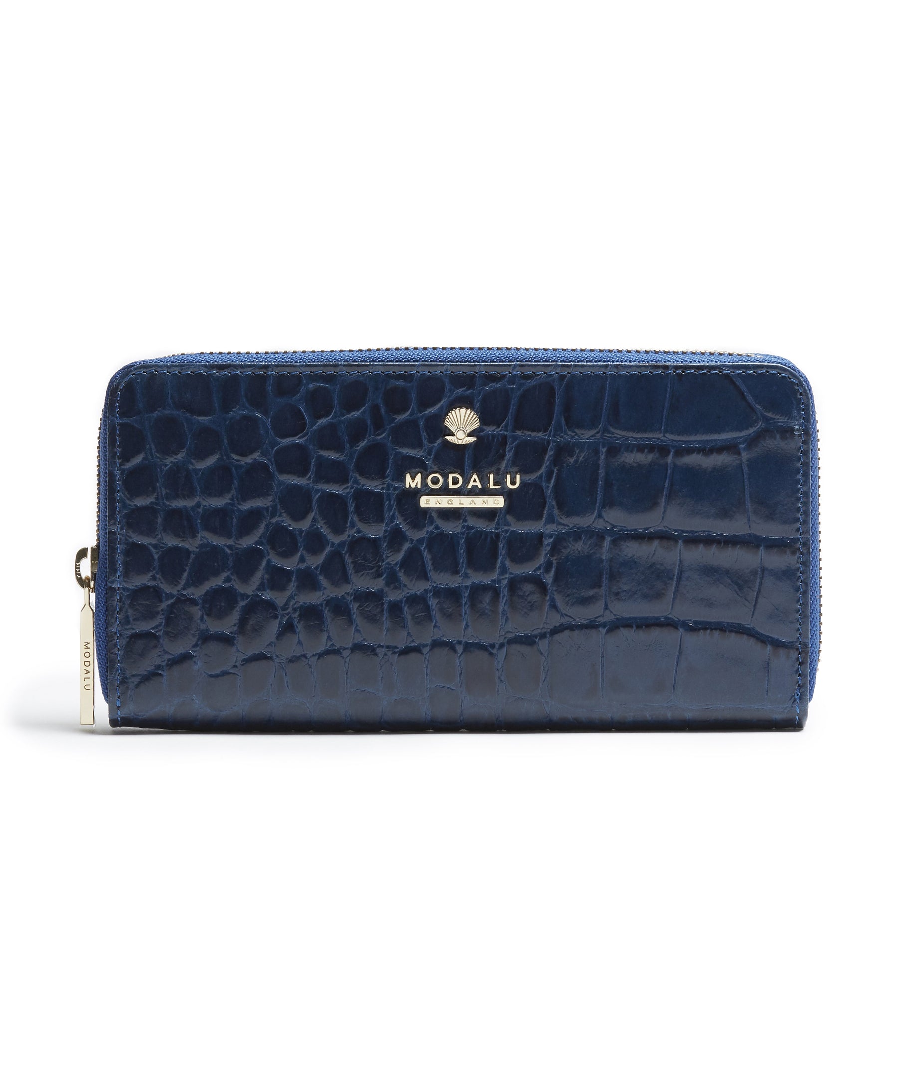 Pippa Croc Zip Around Purse (Denim Blue) by Modalu