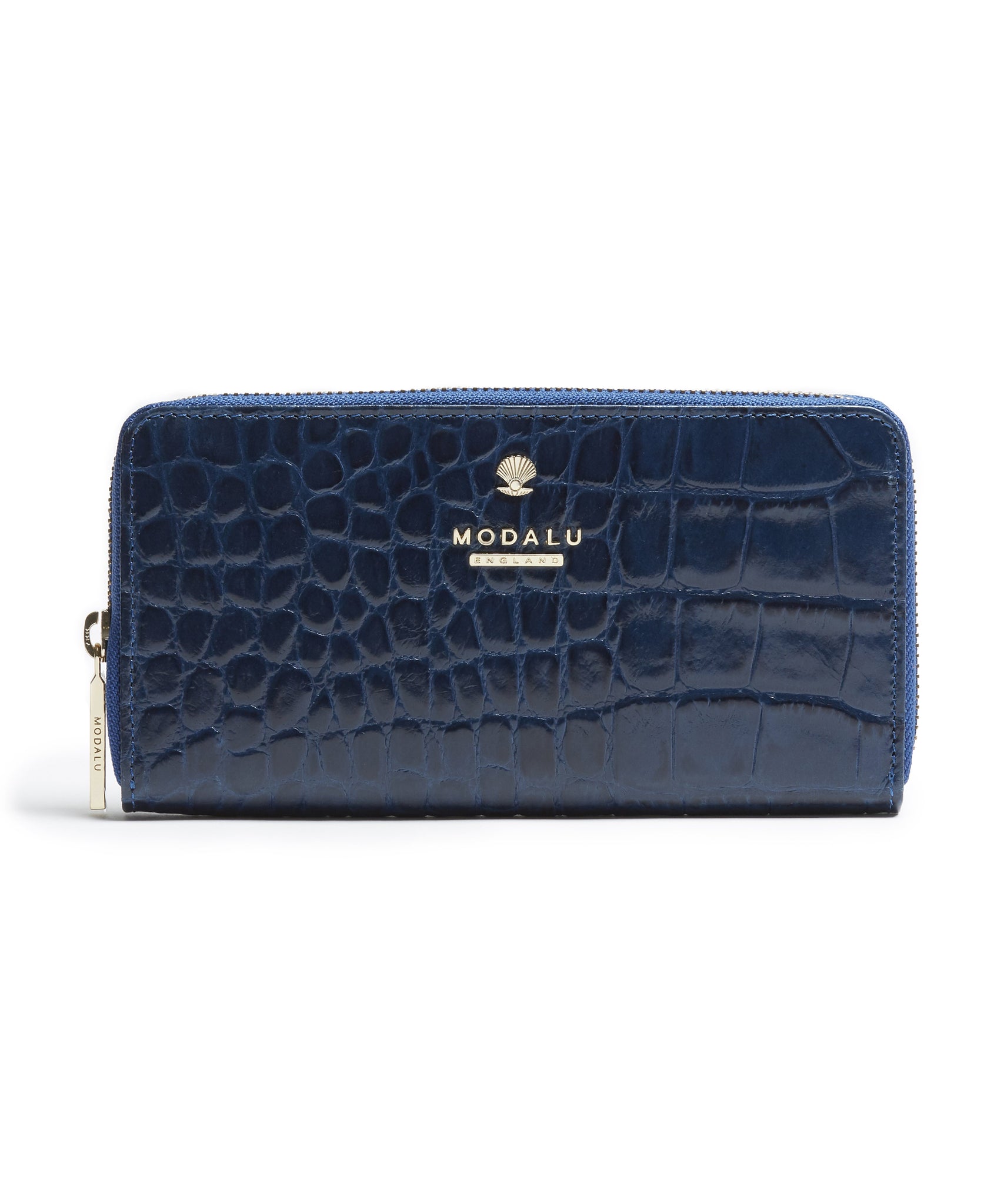 Pippa Croc Zip Around Purse (Denim Blue) by Modalu