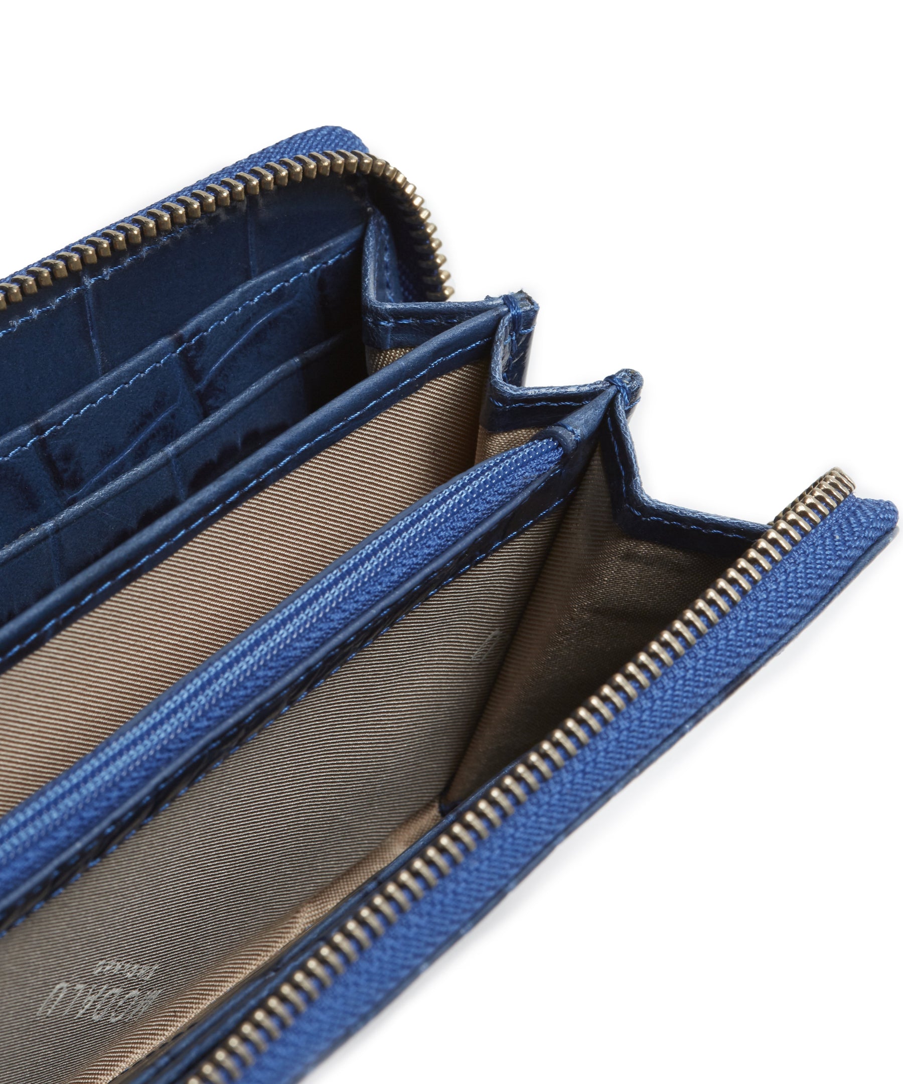 Pippa Croc Zip Around Purse (Denim Blue) by Modalu